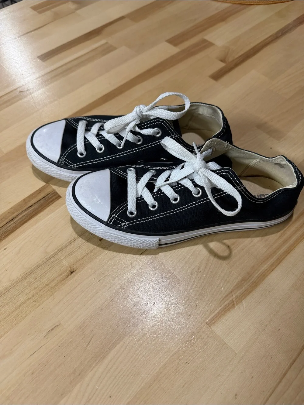Converse Kids Black Low-Top Sneakers with White Laces